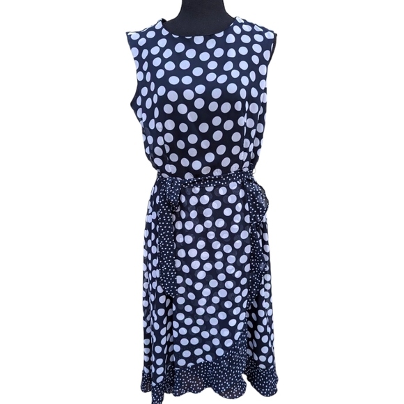 Sandra Darren Sleeveless Polkadot Chiffon Dress 10 - Picture 5 of 16
